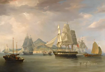 1824年に中国のリンティンにあるアヘン船